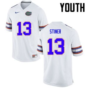 Youth Florida Gators #13 Donovan Stiner NCAA Nike White Authentic Stitched College Football Jersey GAN2362UX